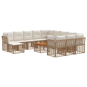 vidaXL Ensemble de canapés d'extérieur 13 Pièces Blanc Naturel et Crème