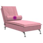 vidaXL Chaise longue de massage avec traversin rose velours