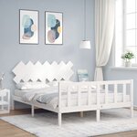 vidaXL Cadre de lit avec tête de lit blanc King Size bois massif