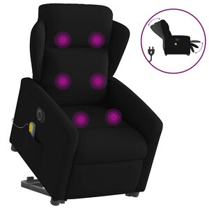 vidaXL Fauteuil inclinable de massage électrique Noir Tissu