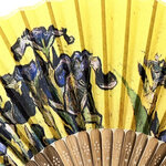 Éventail décoratif et utilitaire iris jaune - van gogh
