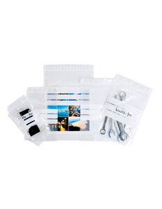 (paquet 1000 sacs) sachet à fermeture zip 50 µ à bandes blanches 160 x 220