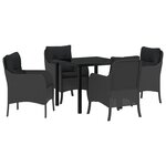 vidaXL Ensemble de Salle à Manger de Jardin 5 Pièces avec Coussins Rattan Poly Noir