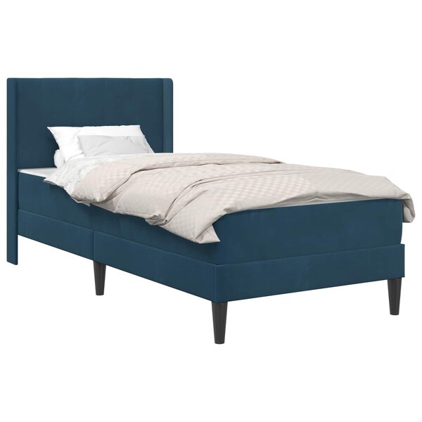 vidaXL Cadre de lit avec matelas Bleu 100 x 200 cm Velours