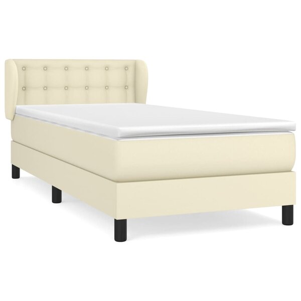 vidaXL Sommier à lattes de lit avec matelas Crème 90x200 cm Similicuir