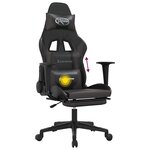vidaXL Chaise de jeu de massage et repose-pied Noir et gris Similicuir