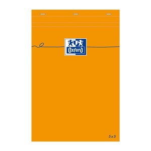 bloc-notes A5 quadrillé 5x5 80 feuilles 80g couverture orange OXFORD
