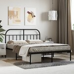 vidaXL Cadre de lit métal sans matelas avec tête de lit noir 140x200cm