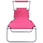 vidaXL Transat 2-personne 2 Pièces Rose 58 x 188 x 77cm tissu