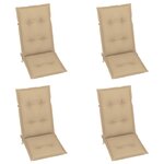 vidaXL Chaises de jardin 4 Pièces avec coussins beige Bois de teck massif