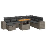 vidaXL Salon de jardin avec coussins 9 Pièces gris résine tressée acacia
