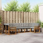 vidaXL Ensemble de canapés d'extérieur 7 Pièces Gris Naturel et Clair