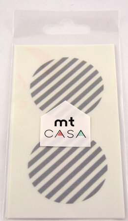 Masking Tape MT Casa Seal Sticker rond en washi Rayé argent