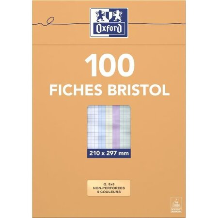 OXFORD 100 feuilles bristol - Petits carreaux - 29,7 cm x 21 cm x 2,5 cm