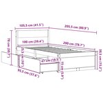 vidaXL Cadre de lit sans matelas blanc 100x200 cm bois de pin massif