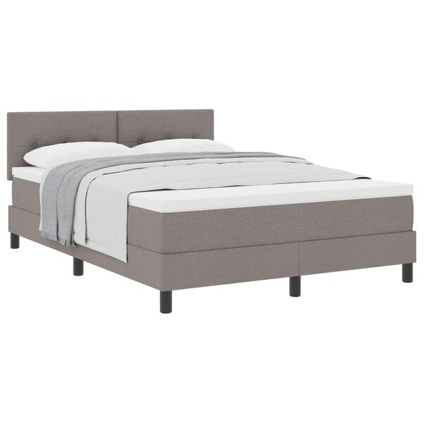 vidaXL Lit à ressorts avec tête de lit Taupe 160 x 200 cm tissu