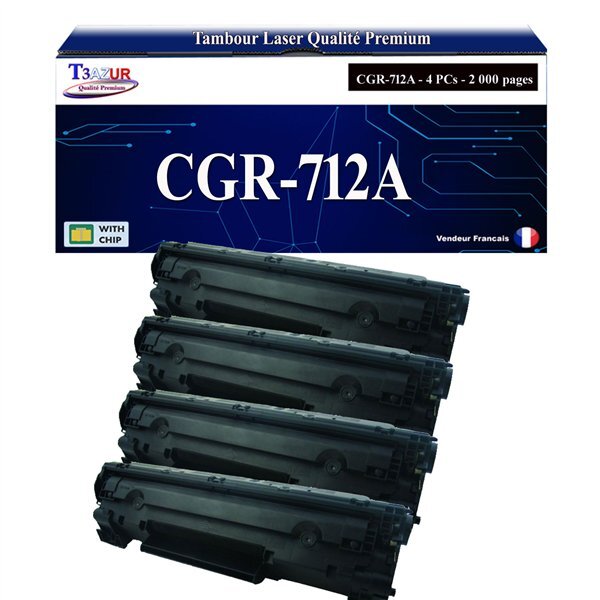 T3AZUR -4x Toners compatibles avec Canon 712 (1870B002) pour Canon LBP3010  LBP3100  LBP-3010  LBP-3100