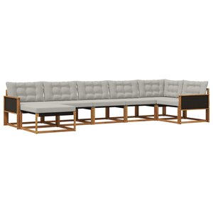 vidaXL Ensemble de canapés d'extérieur 7 Pièces Naturel et gris clair
