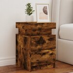 vidaXL Table de chevet avec lumières LED chêne fumé 35x39x55 cm
