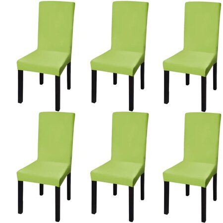 vidaXL Housse de chaise droite extensible 6 Pièces vert
