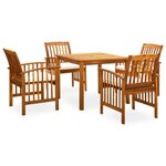 vidaXL Ensemble à manger de jardin 5 Pièces avec coussins Acacia solide
