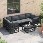 vidaXL Ensemble de canapé de jardin 6 Pièces Noir Aluminium