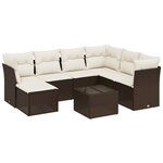 vidaXL Salon de jardin 8 Pièces avec coussins marron résine tressée