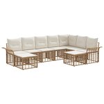vidaXL Ensemble de canapés d'extérieur 9 pc Blanc Naturel et Crème