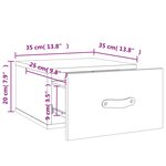 vidaXL Tables de chevet murales 2 Pièces sonoma gris 35x35x20 cm