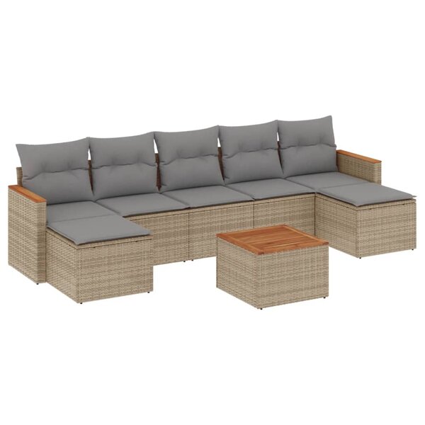 vidaXL Salon de jardin avec coussins 8 Pièces beige résine tressée