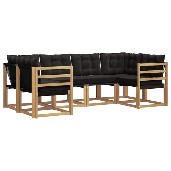 vidaXL Ensemble de canapés d'extérieur 6 Pièces Blanc et noir
