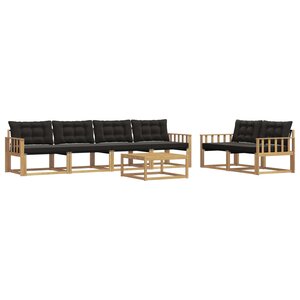 vidaXL Ensemble de canapés d'extérieur 7 Pièces Blanc et noir