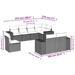 vidaXL Salon de jardin 8 Pièces avec coussins gris clair résine tressée
