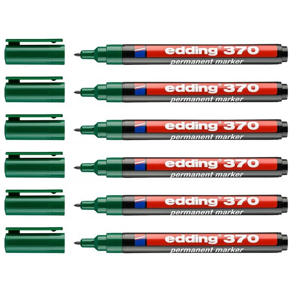 Marqueur Permanent 370 Pointe Fine Vert 1 mm x 6 EDDING