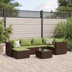 vidaXL Salon de jardin avec coussins 7 Pièces marron résine tressée