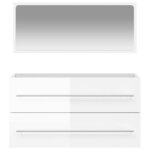 vidaXL Armoire de bain avec miroir blanc brillant bois d'ingénierie