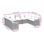 vidaXL Salon de jardin 9 Pièces avec coussins gris résine tressée