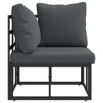 vidaXL Mobilier de jardin avec coussin avec oreiller Noir Aluminium