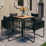 vidaXL Ensemble à manger de jardin 5Pièces PVC résine tressée noir marron