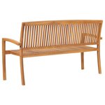 vidaXL Banc de jardin empilable et coussin 159 cm Bois de teck massif