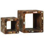 vidaXL Unites TV 2 Pièces Multicolore 36 x 30 x 36 cm Bois Recyclé Solide