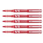 Roller rechargeable hi-techpoint v5 encre liquide begreen pte fine rouge x 10 pilot