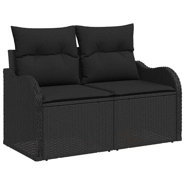 vidaXL Ensemble de canapé de jardin 6 Pièces Noir Poly Rattan