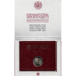 2 euros commémorative Vatican 2021 - Dante Alighieri en coffret BU.
