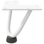 vidaXL Pieds en épingle à cheveux pour table basse 4 pièces Blanc 10 cm Acier massif