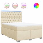 vidaXL Sommier à lattes de lit avec matelas Crème 140x200 cm Tissu