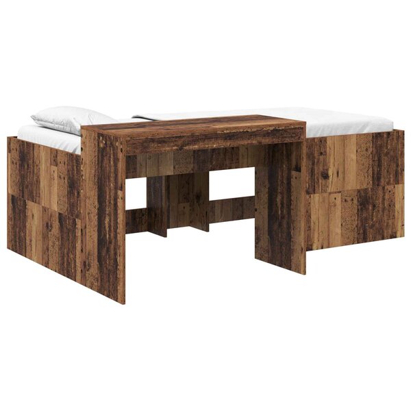 vidaXL Lit haut pour enfants avec bureau Bois ancien 75 x 190 cm