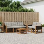 vidaXL Ensemble de canapés d'extérieur 6 Pièces Naturel et gris clair