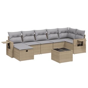 vidaXL Salon de jardin avec coussins 8Pièces mélange beige résine tressée