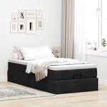 vidaXL Cadre de lit ottoman avec matelas noir 90x200 cm tissu